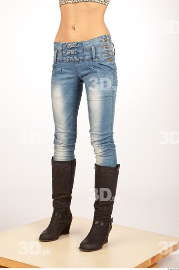 Leg Whole Body Woman Casual Jeans Slim Studio photo references