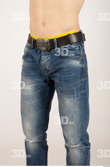 Thigh Whole Body Man Casual Jeans Athletic Studio photo references