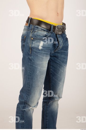 Thigh Whole Body Man Casual Jeans Athletic Studio photo references