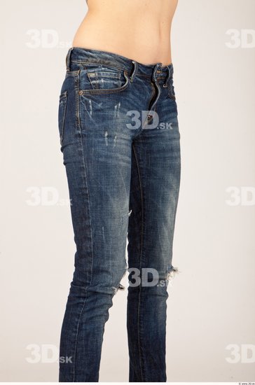 Thigh Whole Body Woman Casual Jeans Slim Studio photo references