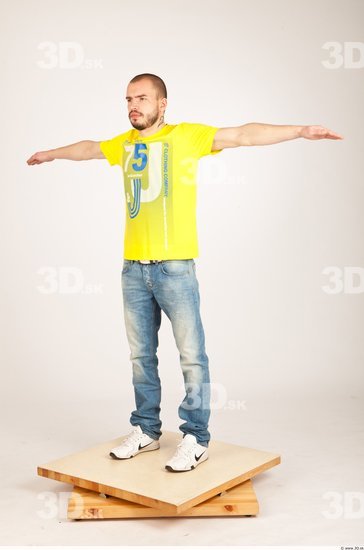 Whole Body Man T poses Casual Athletic Studio photo references