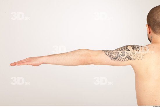 Arm Whole Body Man Tattoo Nude Casual Athletic Studio photo references