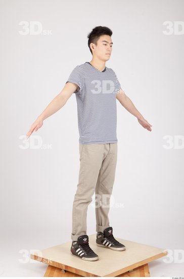 Whole Body Man Asian Casual Slim Studio photo references