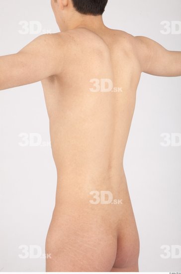 Whole Body Back Man Asian Nude Casual Slim Studio photo references