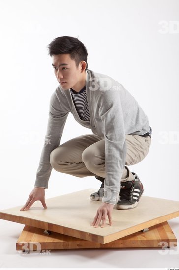 Whole Body Man Asian Casual Slim Studio photo references