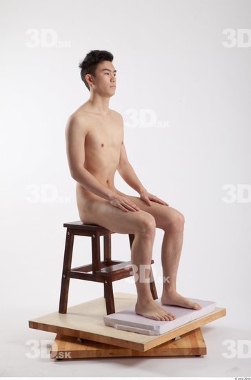 Whole Body Man Artistic poses Asian Nude Casual Slim Studio photo references