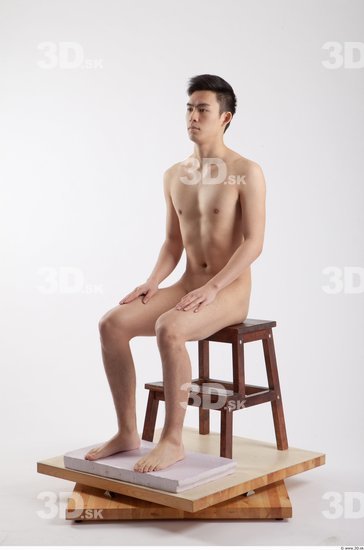 Whole Body Man Artistic poses Asian Nude Casual Slim Studio photo references