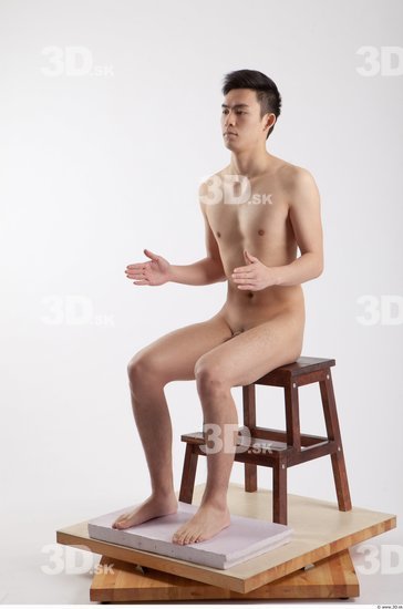 Whole Body Man Artistic poses Asian Nude Casual Slim Studio photo references