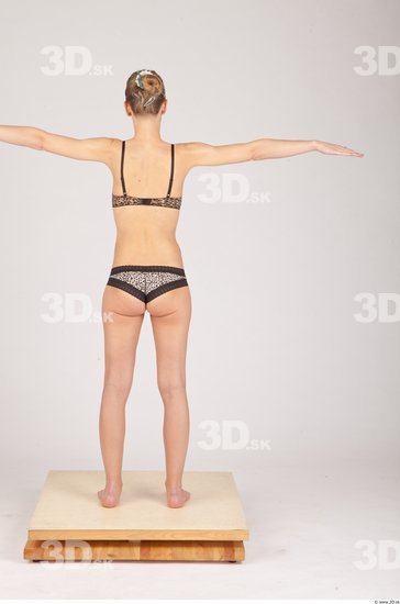 Whole Body Woman T poses Underwear Slim Studio photo references