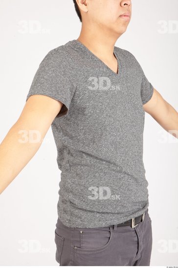 Upper Body Man Casual Shirt T shirt Slim Studio photo references