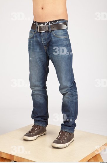 Leg Asian Casual Jeans Slim Studio photo references