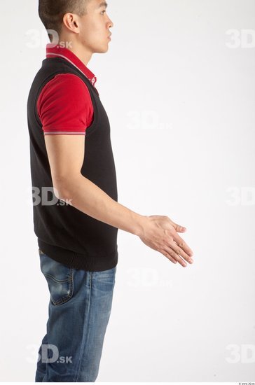 Arm Whole Body Man Animation references Asian Casual Shirt T shirt Slim Studio photo references