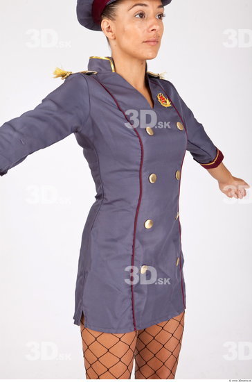 Whole Body Woman White Uniform Slim Studio photo references