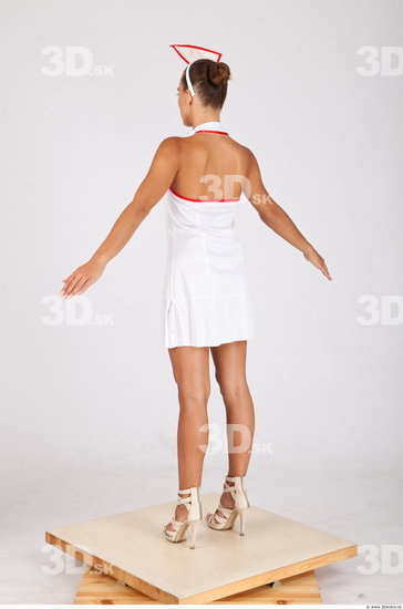 Whole Body Woman White Uniform Slim Studio photo references