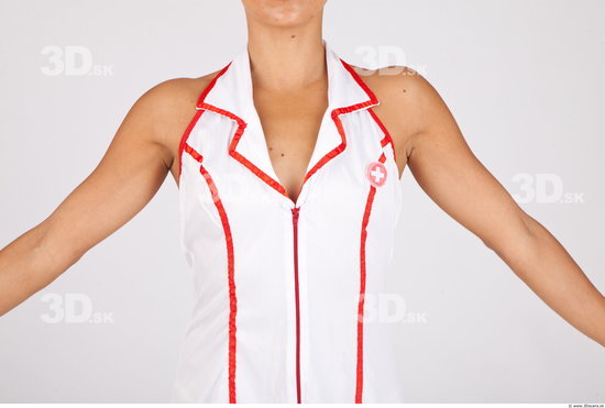 Whole Body Woman White Uniform Slim Studio photo references