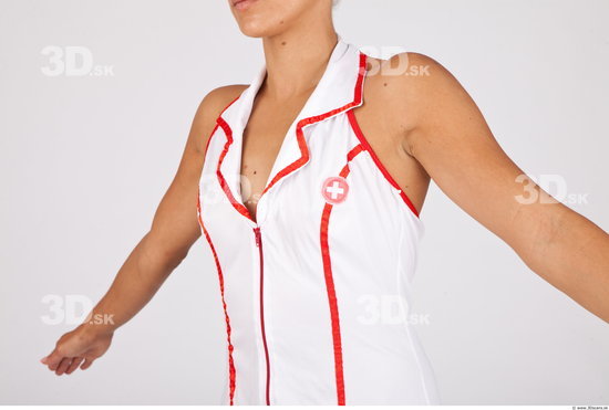 Whole Body Woman White Uniform Slim Studio photo references