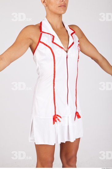 Whole Body Woman White Uniform Slim Studio photo references