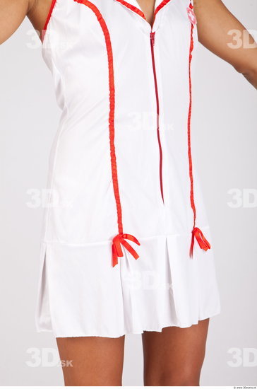 Whole Body Woman White Uniform Slim Studio photo references