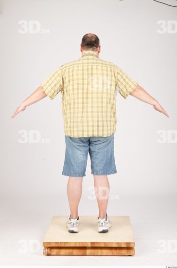 Whole Body Man Animation references Casual Overweight Bald Studio photo references