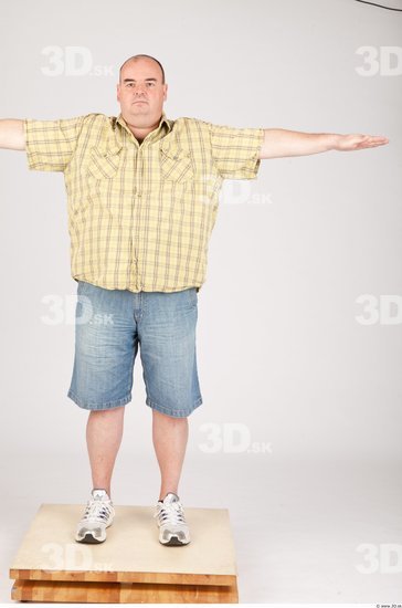 Whole Body Man T poses Casual Overweight Bald Studio photo references