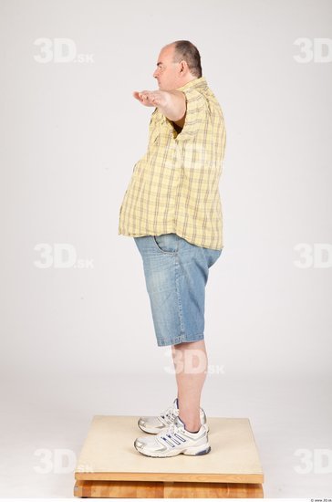 Whole Body Man T poses Casual Overweight Bald Studio photo references