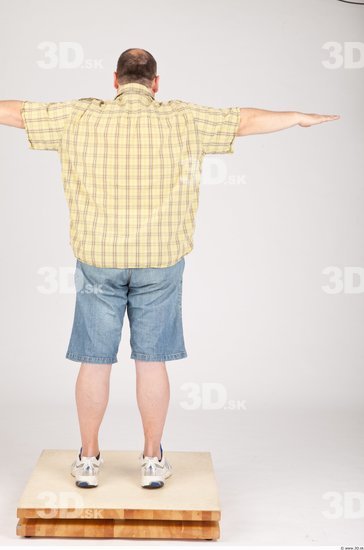 Whole Body Man T poses Casual Overweight Bald Studio photo references