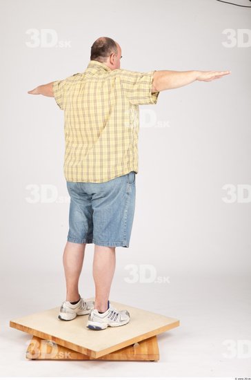 Whole Body Man T poses Casual Overweight Bald Studio photo references