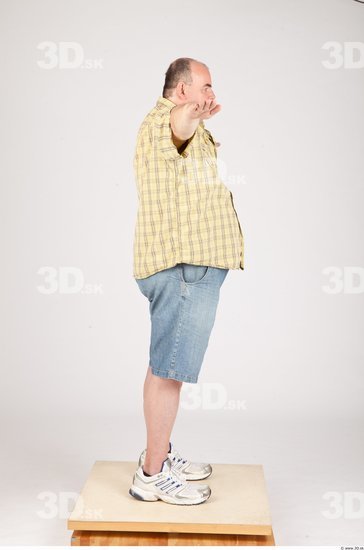 Whole Body Man T poses Casual Overweight Bald Studio photo references