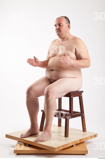 Whole Body Man Artistic poses White Nude Overweight Bald