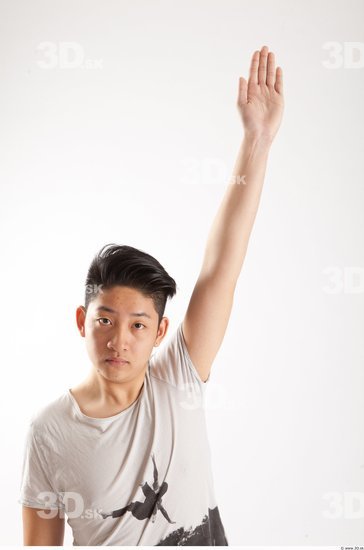 Arm Whole Body Man Animation references Asian Casual Shirt T shirt Slim Studio photo references