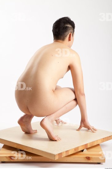 Whole Body Man Animation references Asian Nude Casual Slim Kneeling Studio photo references