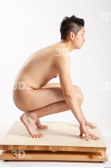 Whole Body Man Animation references Asian Nude Casual Slim Kneeling Studio photo references