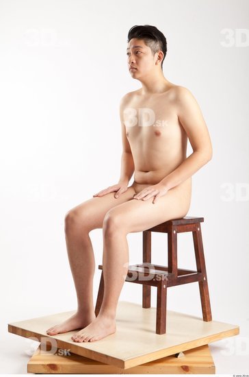 Whole Body Man Animation references Asian Nude Casual Slim Sitting Studio photo references