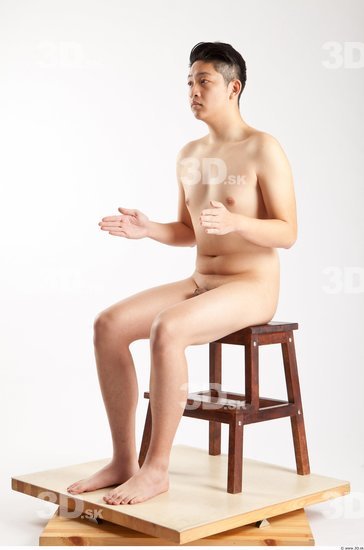 Whole Body Man Animation references Asian Nude Casual Slim Sitting Studio photo references