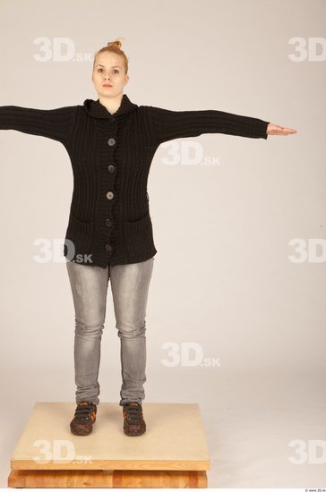 Whole Body Woman T poses Casual Slim Studio photo references