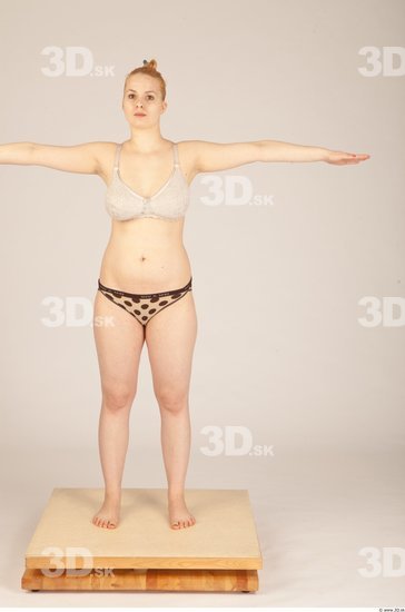 Whole Body Woman T poses Underwear Slim Studio photo references