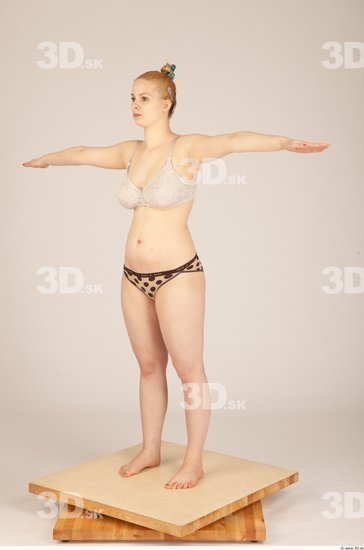 Whole Body Woman T poses Underwear Slim Studio photo references