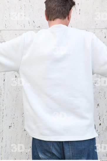 Upper Body Man White Casual Sweater Average