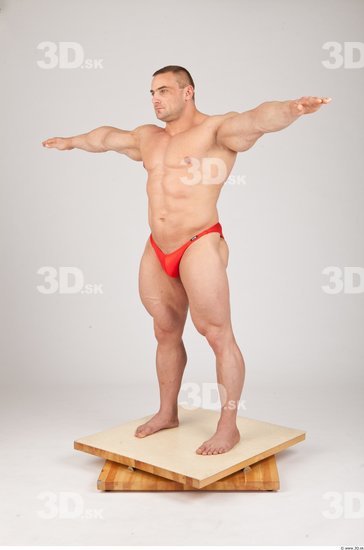 Whole Body Man T poses White Underwear Swimsuit Muscular