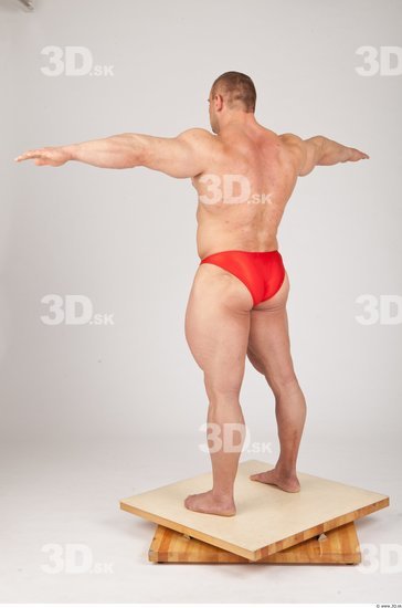 Whole Body Man T poses White Underwear Swimsuit Muscular