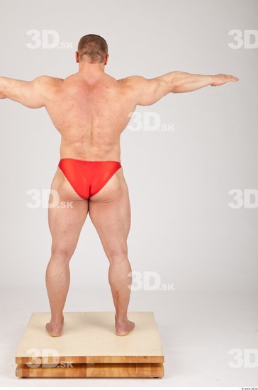 Whole Body Man T poses White Underwear Swimsuit Muscular