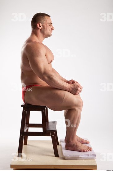 Whole Body Man Artistic poses White Sports Swimsuit Muscular