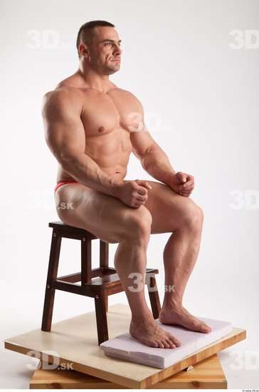 Whole Body Man Artistic poses White Sports Swimsuit Muscular