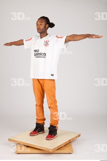 Whole Body Man T poses Black Casual Athletic Studio photo references