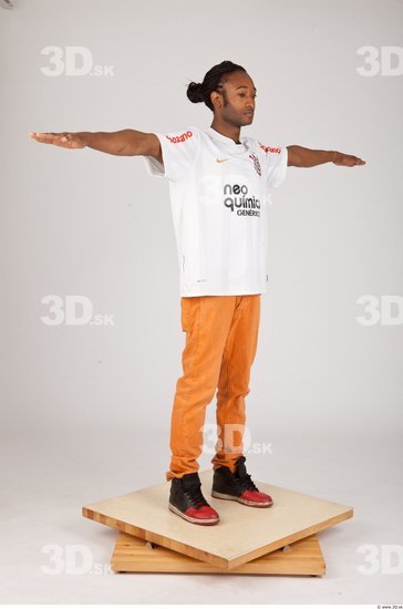 Whole Body Man T poses Black Casual Athletic Studio photo references