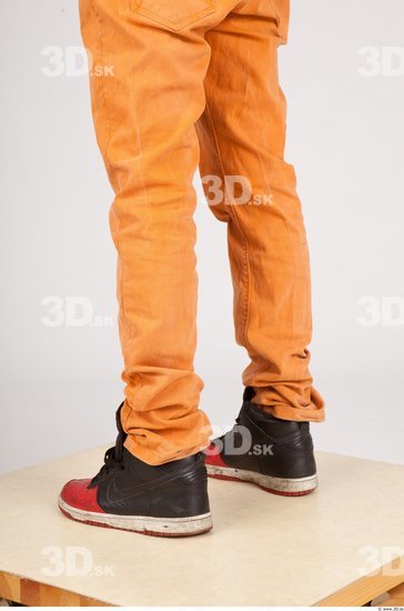 Calf Man Black Casual Trousers Athletic Studio photo references