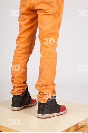 Calf Man Black Casual Trousers Athletic Studio photo references