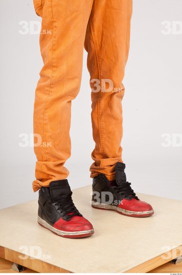 Calf Man Black Casual Trousers Athletic Studio photo references