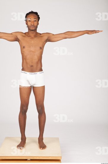 Whole Body Man T poses Black Underwear Shorts Athletic Studio photo references