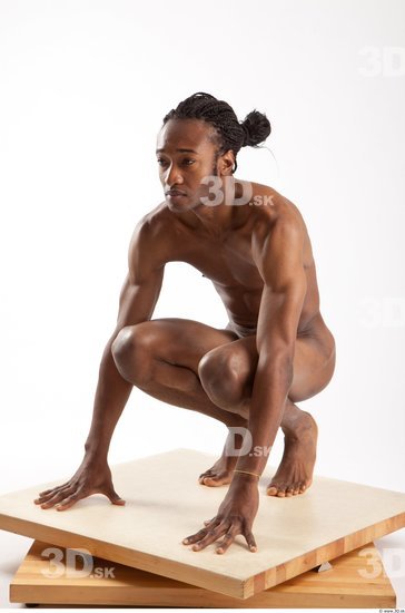 Whole Body Man Animation references Black Nude Casual Athletic Studio photo references